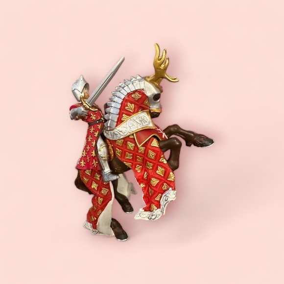 Papo Red Stag Knight Horse w/ Knight & Sword - Picture 1 of 1